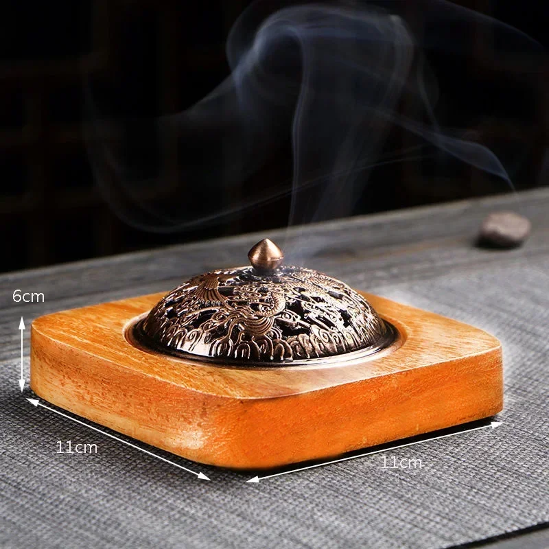 Indoor Sandelhout Wierook Houder Walnoot Hout Wierookbrander Huishoudelijke Moxibustion Base Bijvoet Pijler Wierookbrander Decoratie