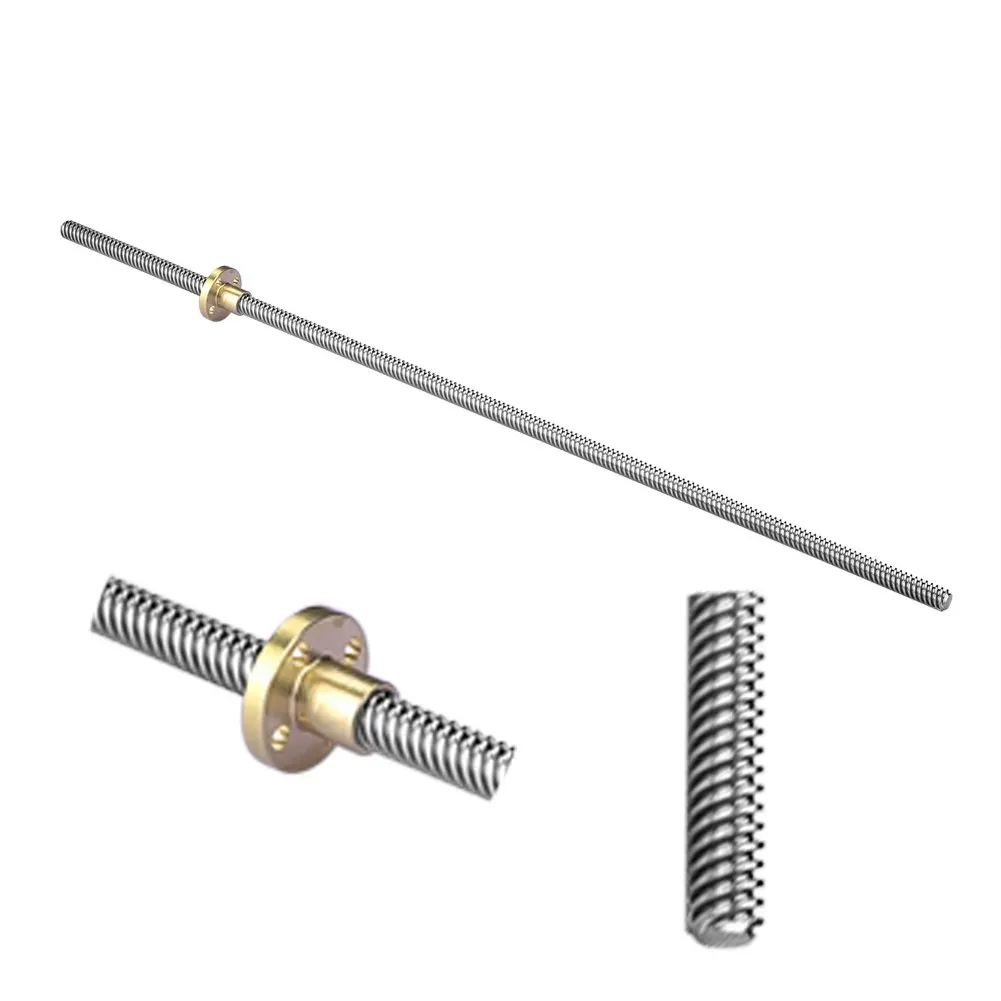 304 Stainless Steel T8 Lead Screw Stepper Motor Lead2mm 4mm 8mm 3D Printer Lead Screw Trapezoidal Lead Screw with Nut 100-550mm