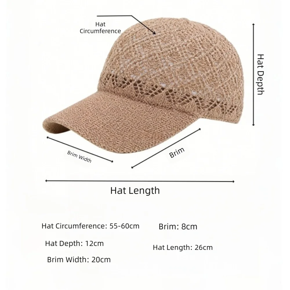 Modische, hohle, dünne Baseballkappe, verstellbar, Netzstoff, einfarbig, Sonnenschutzhut, atmungsaktiv, leicht, Sonnenhut für die Sommersaison – Detail 1