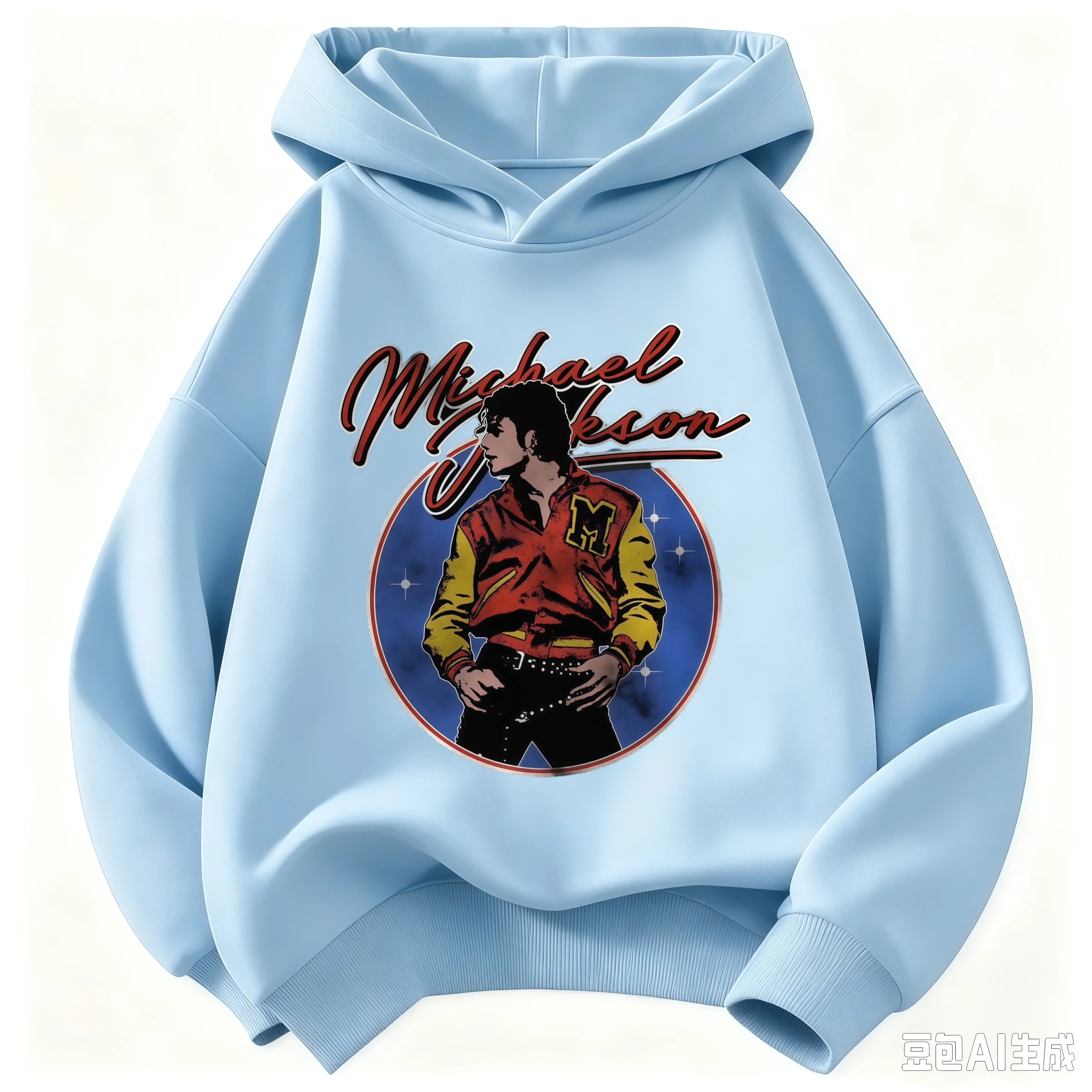 Neuer Kinder-Kapuzenpullover Michael Jackson Retro-Buchstaben-Figurendruck Pullover für Jungen und Mädchen Lässiger Vintage-Mode-Hoodie
