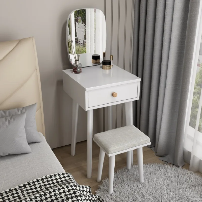 Drewniana toaletka do makijażu z lustrem Toaletka Szuflada do przechowywania do sypialni Lekkie biurko Sypialnia Meuble De Chambre Furniture