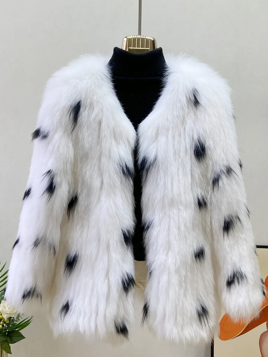 

2024 New Fashion Women Fur Strip Sewed Toghter Winter Jackets Clothing Natural Fox Fur Coat For