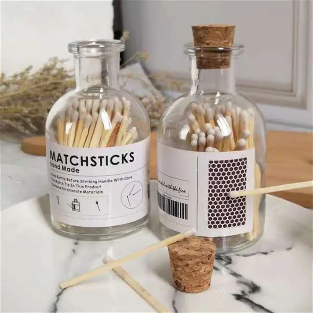 Scented Candle Match Bottle Transparent Glass Diffuse Empty Bottle Storage Bottle Living Room Bedroom Decorations Cotton Swab