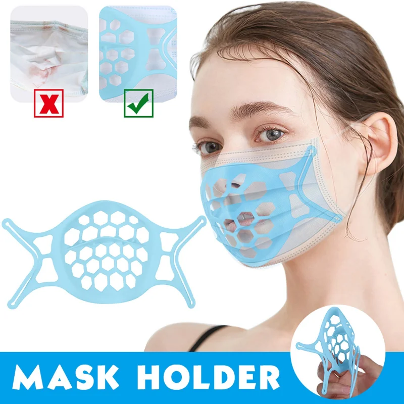 2/5Pcs Silicone Mask Holder 3D Face Mask Inner Support Frame Silicone Mask Bracket Adults Breathable Valve Reusable