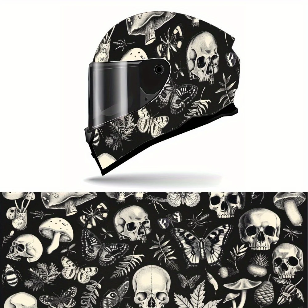 

Виниловая наклейка на анфас шлема Shadowy Bone and Flower, водонепроницаемые, устойчивые к царапинам самоклеящиеся наклейки из ПВХ, художественные Aes
