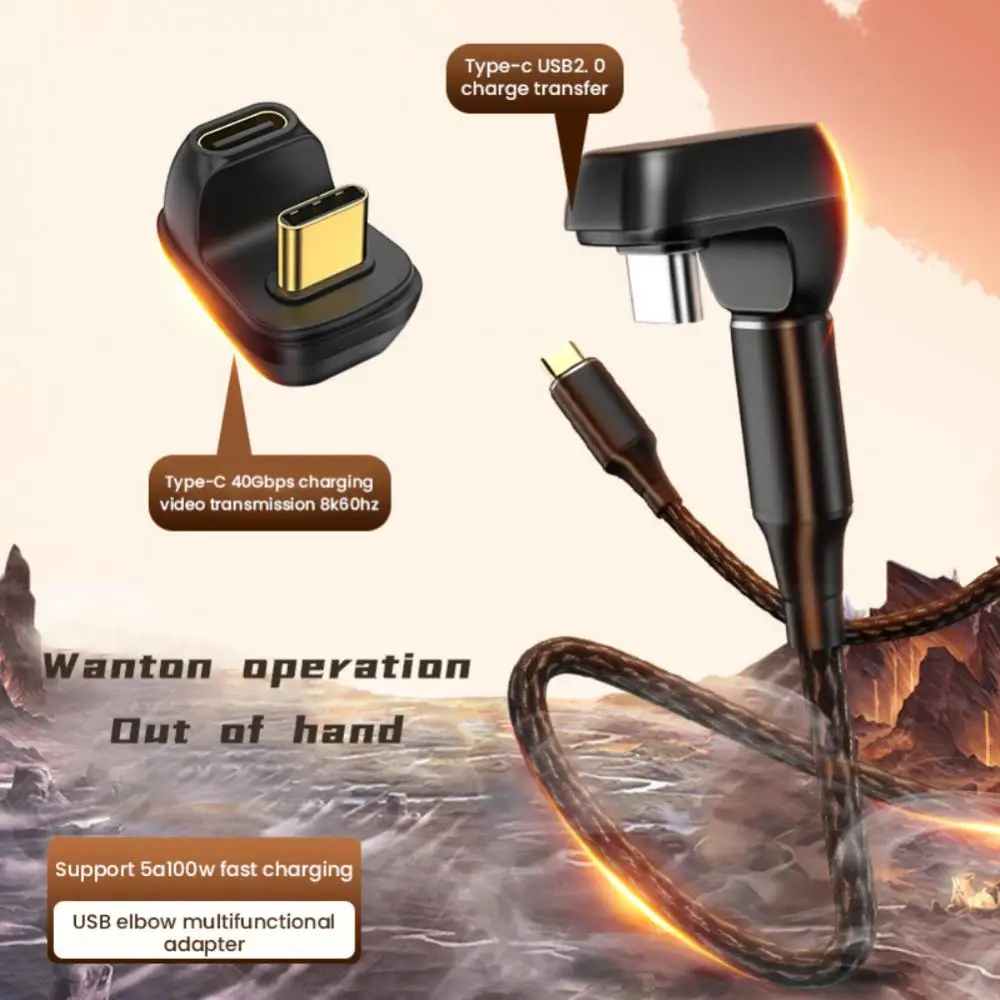 Адаптер USB C, 40 Гбит/с, 90 градусов, прямоугольный