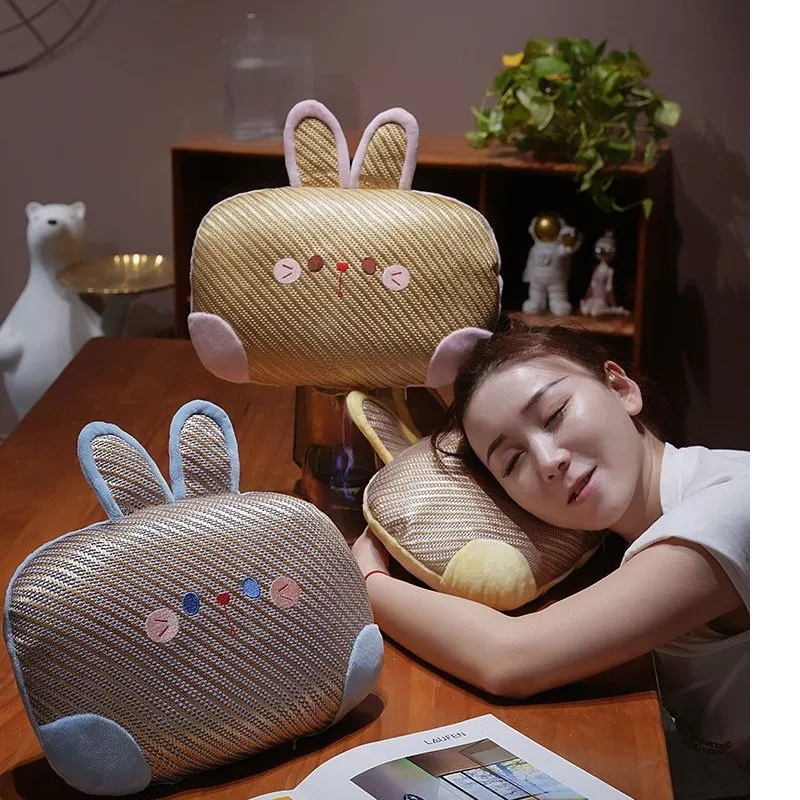 Rabbit Shaped Vine Style Cool Mat Nap Pillow Children's Tabletop Nap Pillow Sleeping Pillow  Lying Down Sleeping Pillow ZI852
