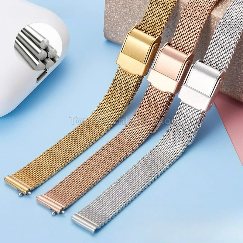 Small Size Fine Mesh Watchband for Milanese Loop DW Ernest Borel Coach JONAS&VERUS JULIUS Stainless Steel Woven Watch Chain 10mm