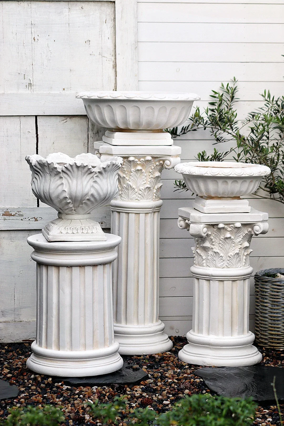 

TAO White Roman column base flower pot outdoor floor courtyard garden decoration ornament handicraft