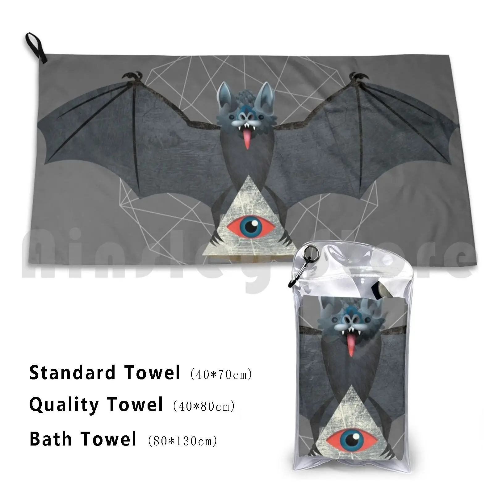 Vampire Bat With Pyarmid Custom Towel Bath Towel Bat Vampire Vampire Bat Cosmic Pyramid Eye Illuminati