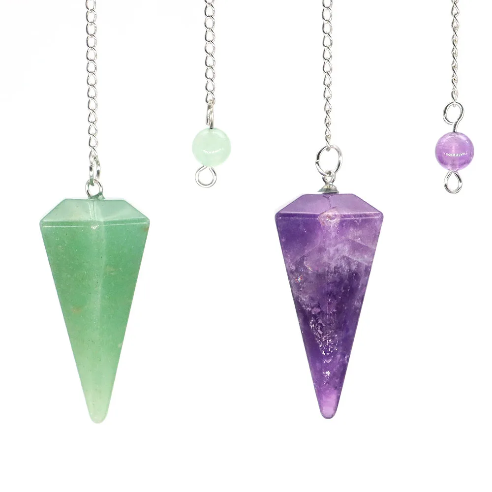 Natural Stone Healing Crystal Pendulum For Divination Dowsing Reiki Quartz Pendant Pendulo Chakra Necklace Jewelry Gift