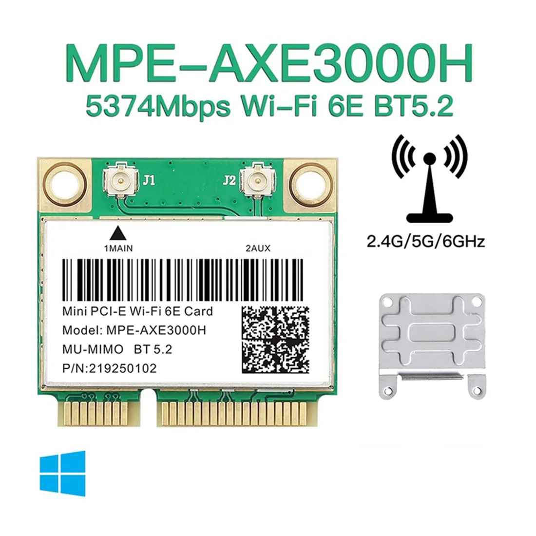 MPE-AXE3000H-tarjeta inalámbrica Wifi 6E AX210 de 5374Mbps, Mini PCIE, Bluetooth 5,2, 802.11AX, 2,4G/5G/6Ghz, Wlan