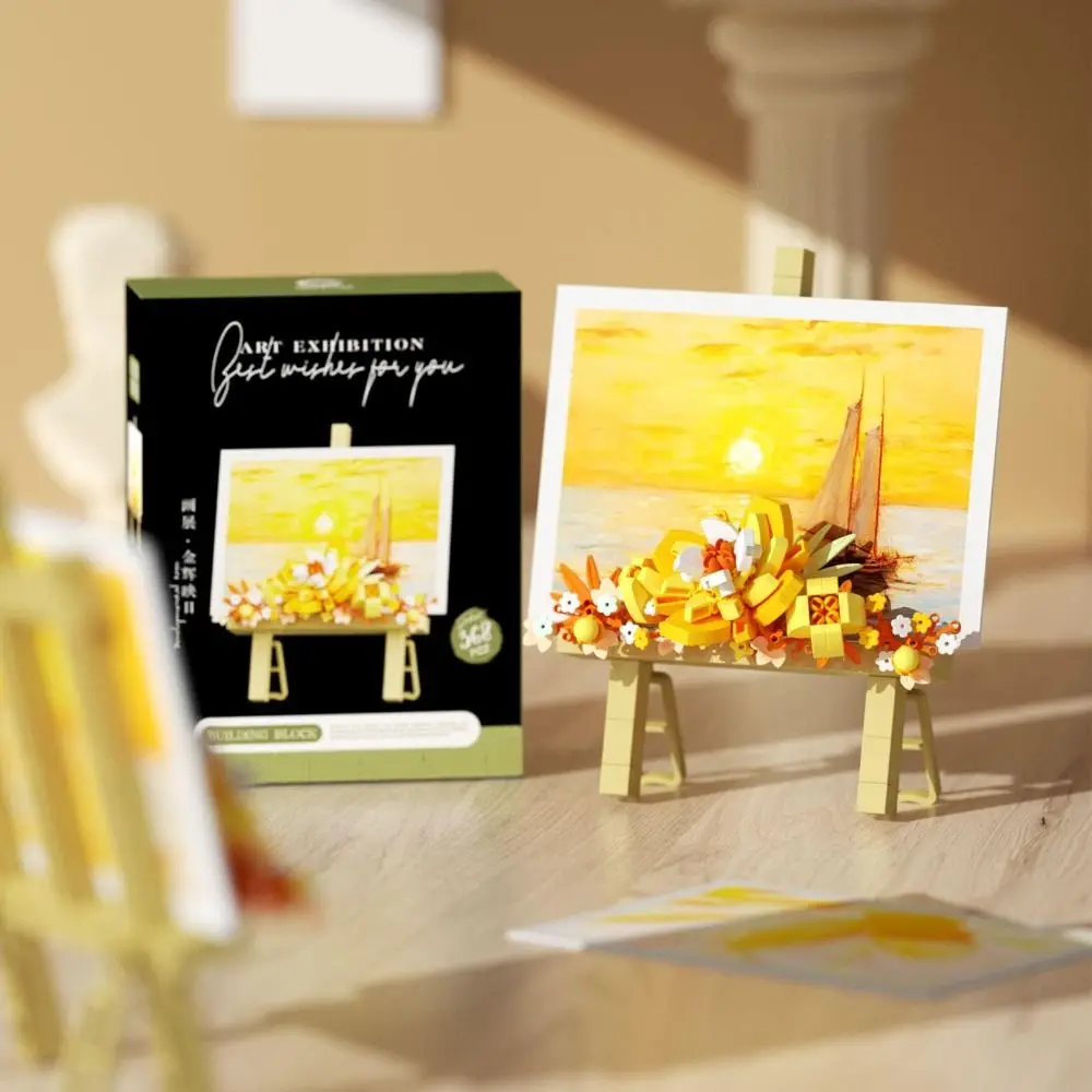 Blume Malerei Regal Baustein Sets Mini DIY Blume Gebäude Spielzeug Geschenk Bunte Baustein Puzzle Spielzeug Nachricht Aufkleber