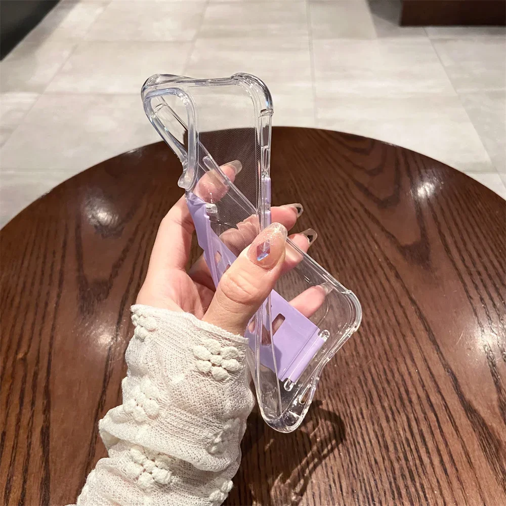 ins Transparent Silicone Phone Case for iPhone 14 15 Plus 13 12 11 Pro Xs Max XR X 7 8 Airbag Protection Luxury Wristband Cover