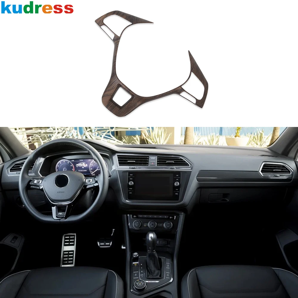 Car Steering Wheel Panel Cover Trim For Volkswagen VW Tiguan 2017-2019 2020 2021 2022 2023 Carbon Fiber Interior Accessories