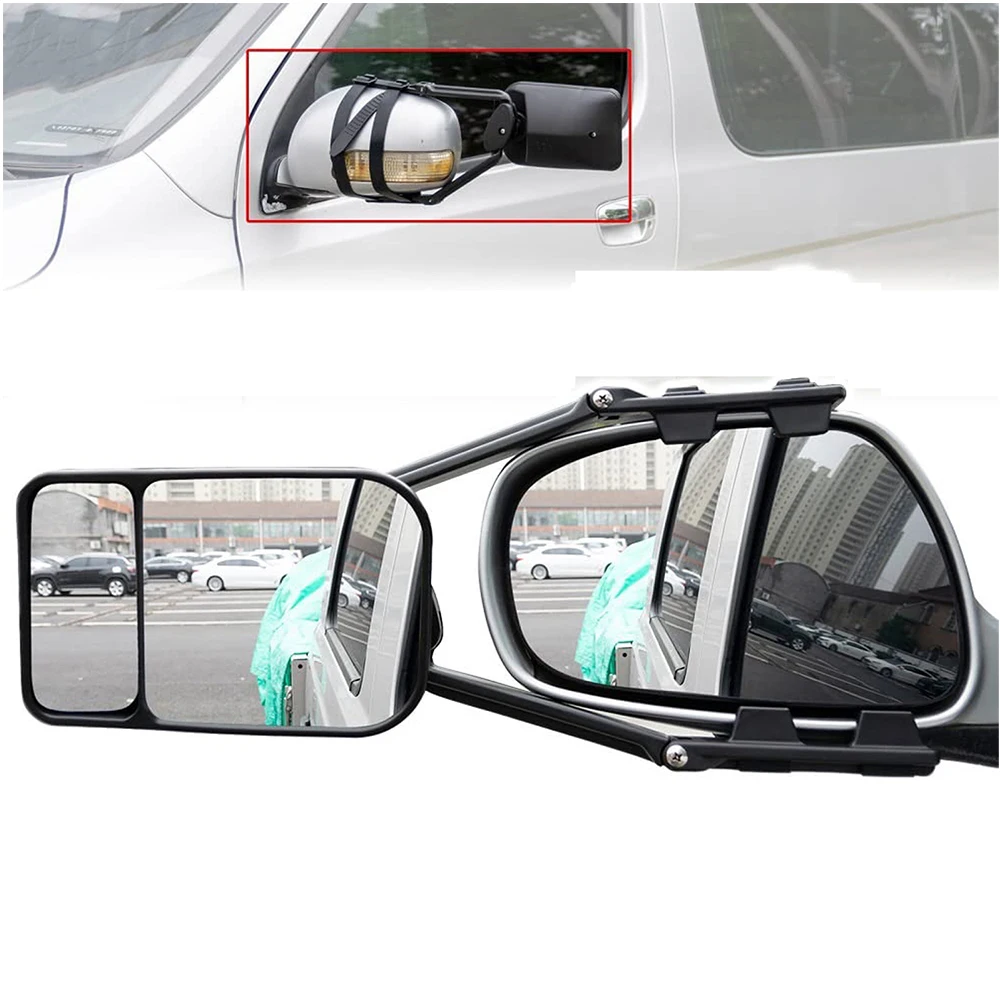 Universal Towing Mirrors Caravan Trailer Tow Mirror Adjustable Clip-on Rectangle Shape Side Mirror Car Rear View Mirror