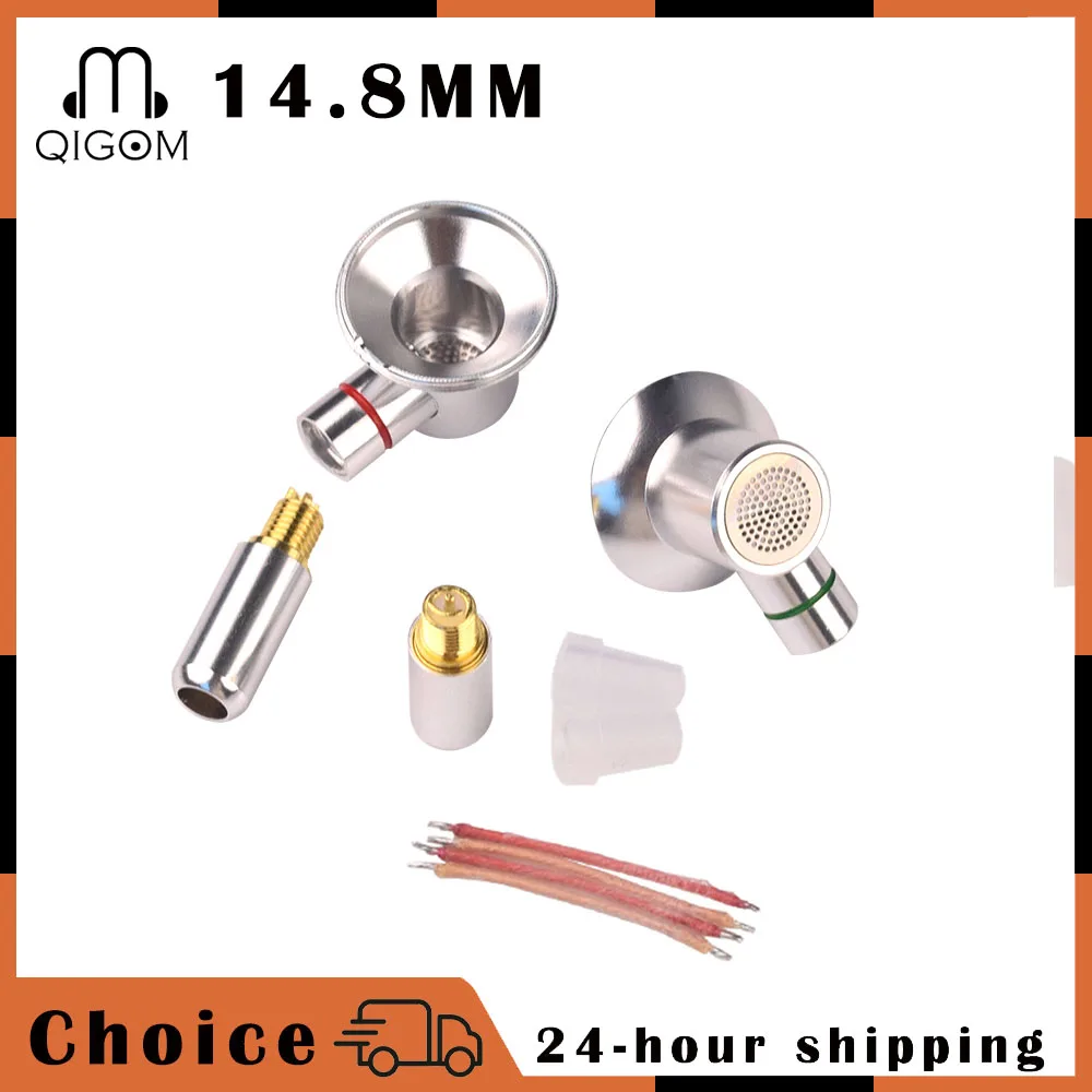 

QIGOM Headset DIY Shell, Wired Flathead Metal Earphone Shells, MMCX Detechable, Fully Open for 14.8MM Headset Speaker Unit