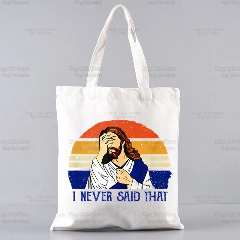 Jesus eu vi que shopper impresso kawaii saco harajuku feminino compras lona shopper bolsa tote ombro senhora saco