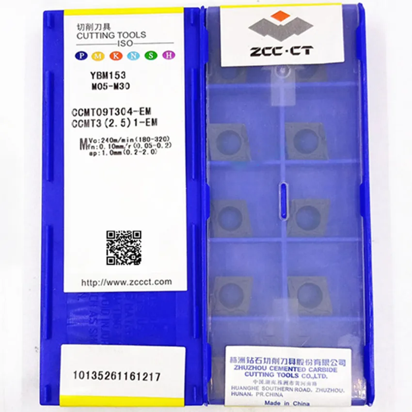 Imagem -04 - Pcs Box 10 09t304 Cnc Pastilhas de Metal Duro Zcc.ct Ccmt060204-ef Ybm153 Ccmt060204-em Ybm153 Ccmt09t304-em Ybm153 Ccmt060204