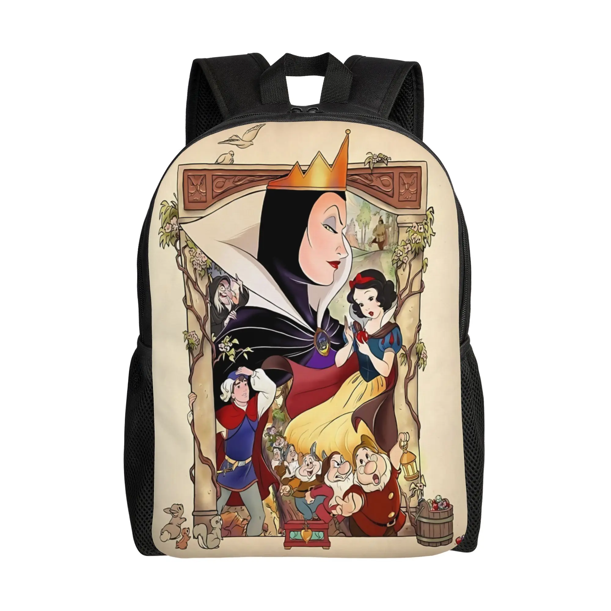 

1PC back to school Backpack Snow White and the Seven Dwarfs Daypack Disney princess Cool For Work Retro Washable Rucksack