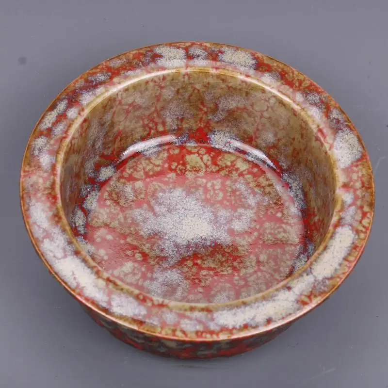 Chinese Qing Qianlong Red Glaze Porcelain Bowl Brush Washer 4.44 inch