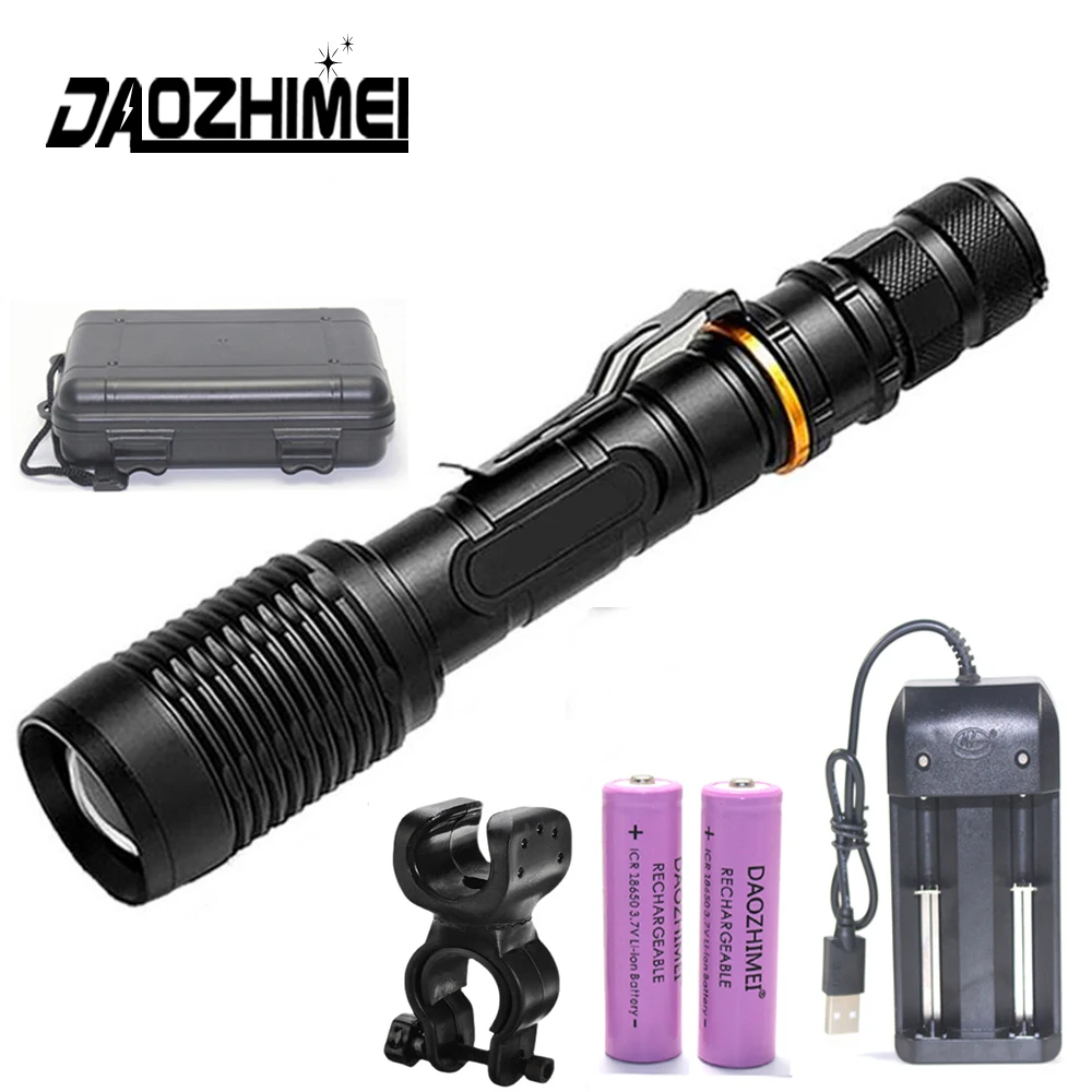 Super Bright LED Flashlight Zoomable Camping Headlight 5 Modes Tactical Torch 18650 Rechargeable Outdoor Hiking Flash Light