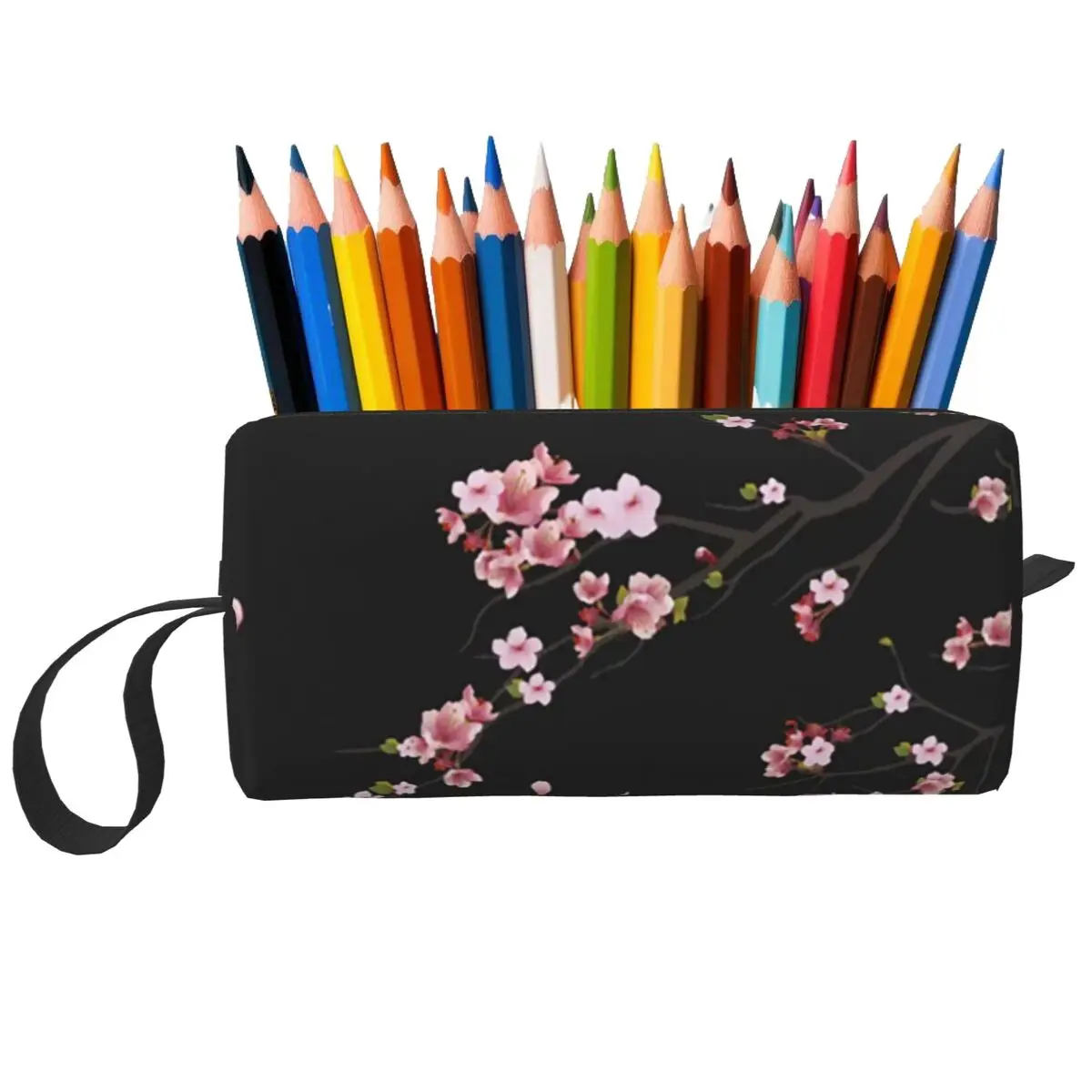 Japanese Cherry Blossom Pattern Pencil Case for Boy Girl Pen Box Pencil Bag Stationery Supplies Women Organizer Pouch
