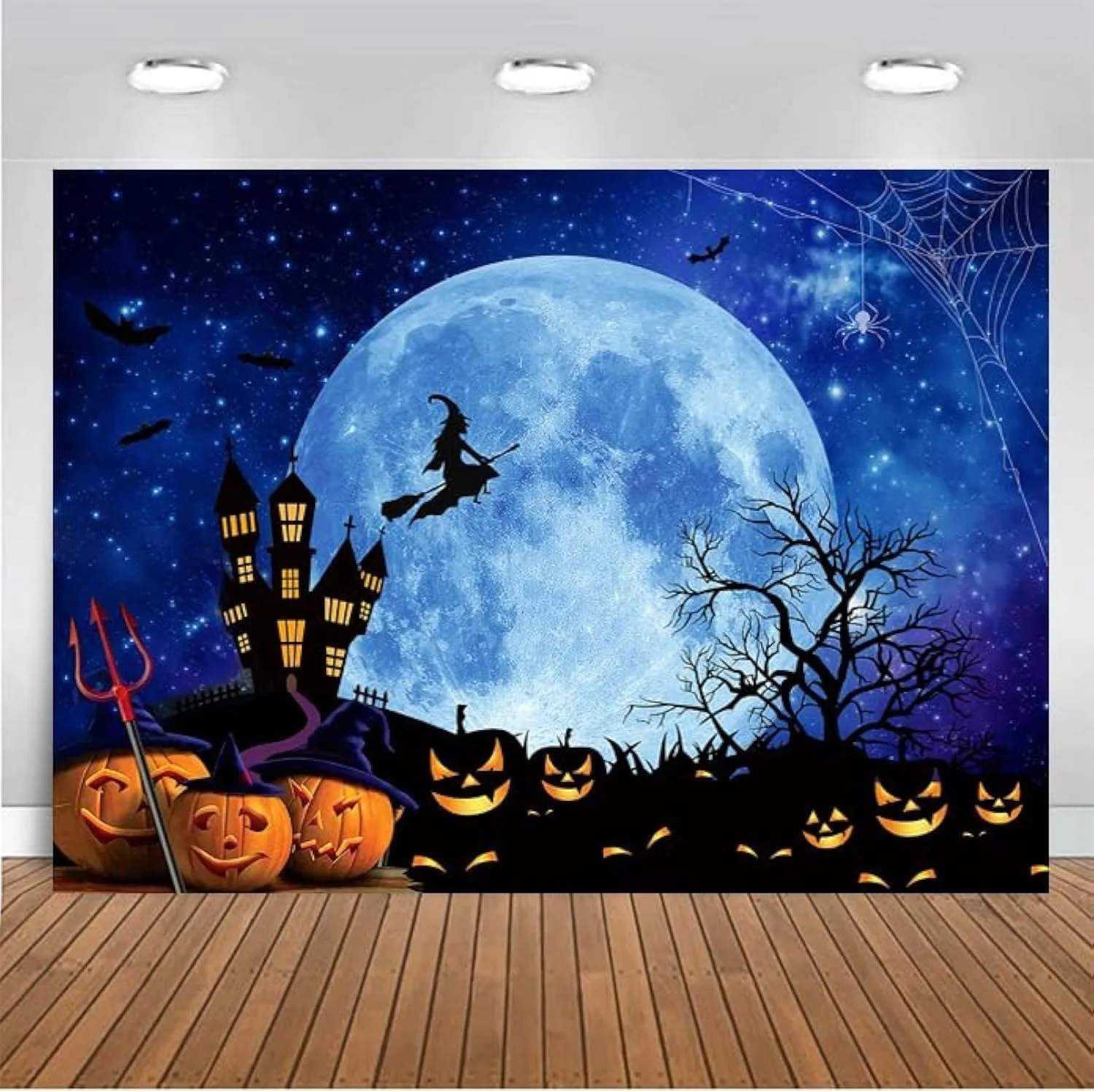 Halloween-Dekoration, großer Mond, Horror-Kürbis-Party, Hintergrundwand, Horror-Party-Dekoration, gotische ästhetische Dekoration