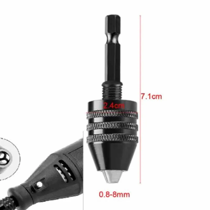 Keyless Drill Chuck 0.3-8mm Self-Tighten Electric Drill Bits Collet Fixture Tools 1/4