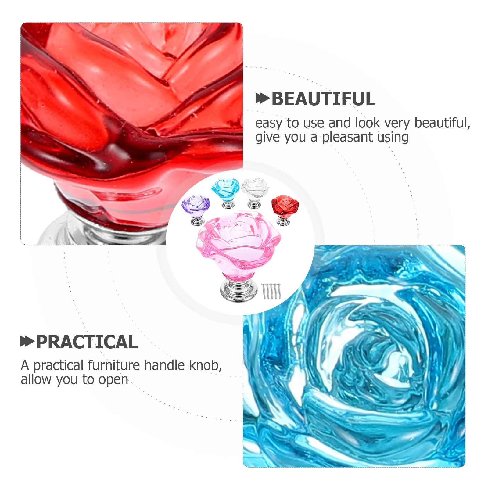 

5pcs Furniture Handles Drawer Knobs For Cabinets Cupboards Wardrobe Dresser Pulls Aluminum Alloy Flower Design Decorative
