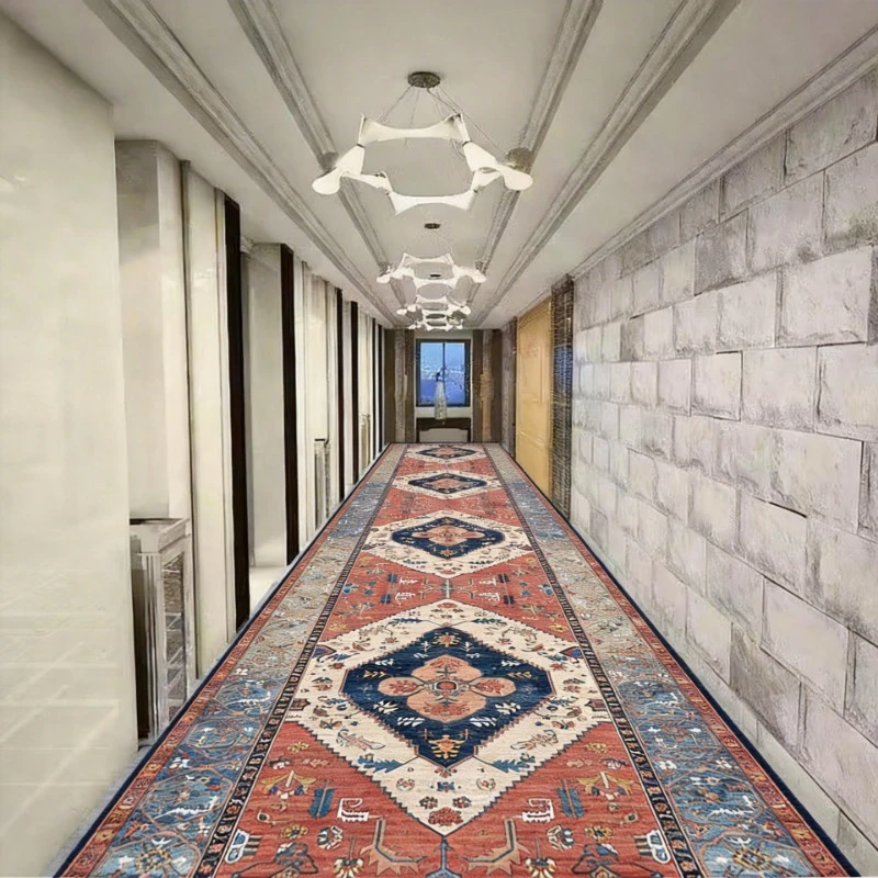 

Retro Style Aisle Carpet Runner Non-slip Long Corridor Carpets Washable Porch Entry Doormat Luxury Living Room Hallway Area Rugs