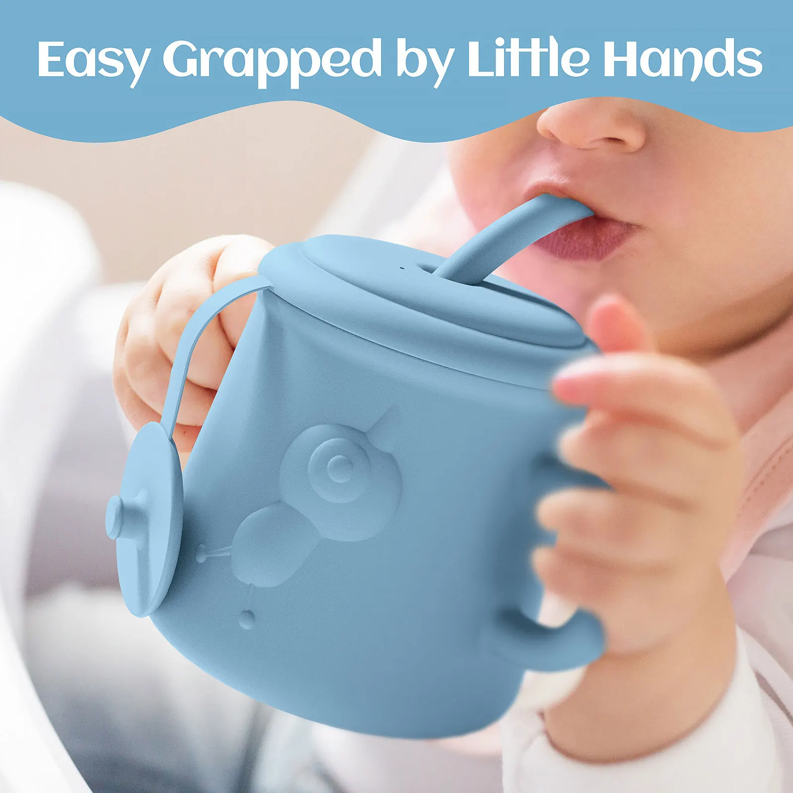 

TYRY.HU 1PC 400ML 13.5oz Baby Silicone Sippy Cup and Snack Cup Double Handles Baby Cup Training Easy Grip for Babies Toddlers