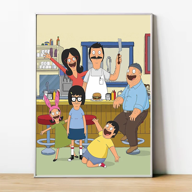 B-Bobs B-Burgers Cartoon Poster Home Decor Painting on Canvas Aesthetic Room Decoration Posters for Wall Decororation Art Print