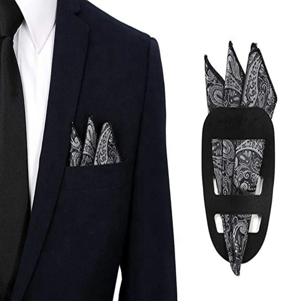 New PP Pocket Squares Holder Black Universal Size Handkerchief Keeper Scarf Silk Fixed Clip Men