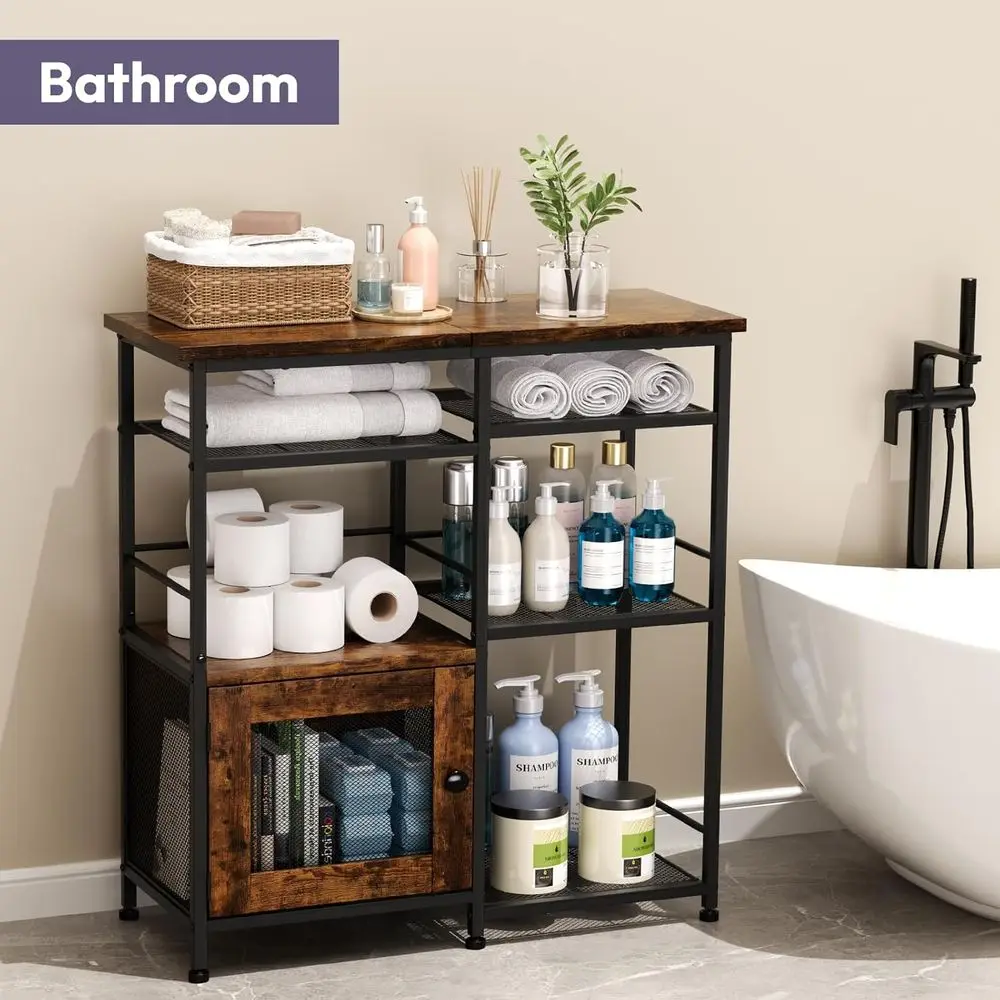 Rustic Farmhouse Coffee Station with Doors - Small Storage Cabinet for Kitchen, Home, Office, and Bar