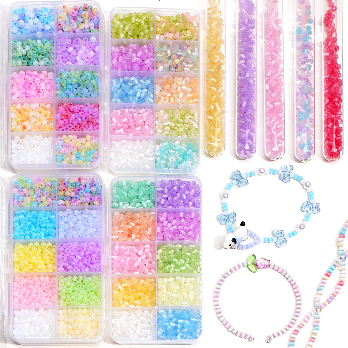 

1500pcs 4mm Cat Eye Ice Glass Beads | Loose Spacer Seed Beads for DIY Handmade Jewelry Bracelets/Necklaces/Charms Accessories