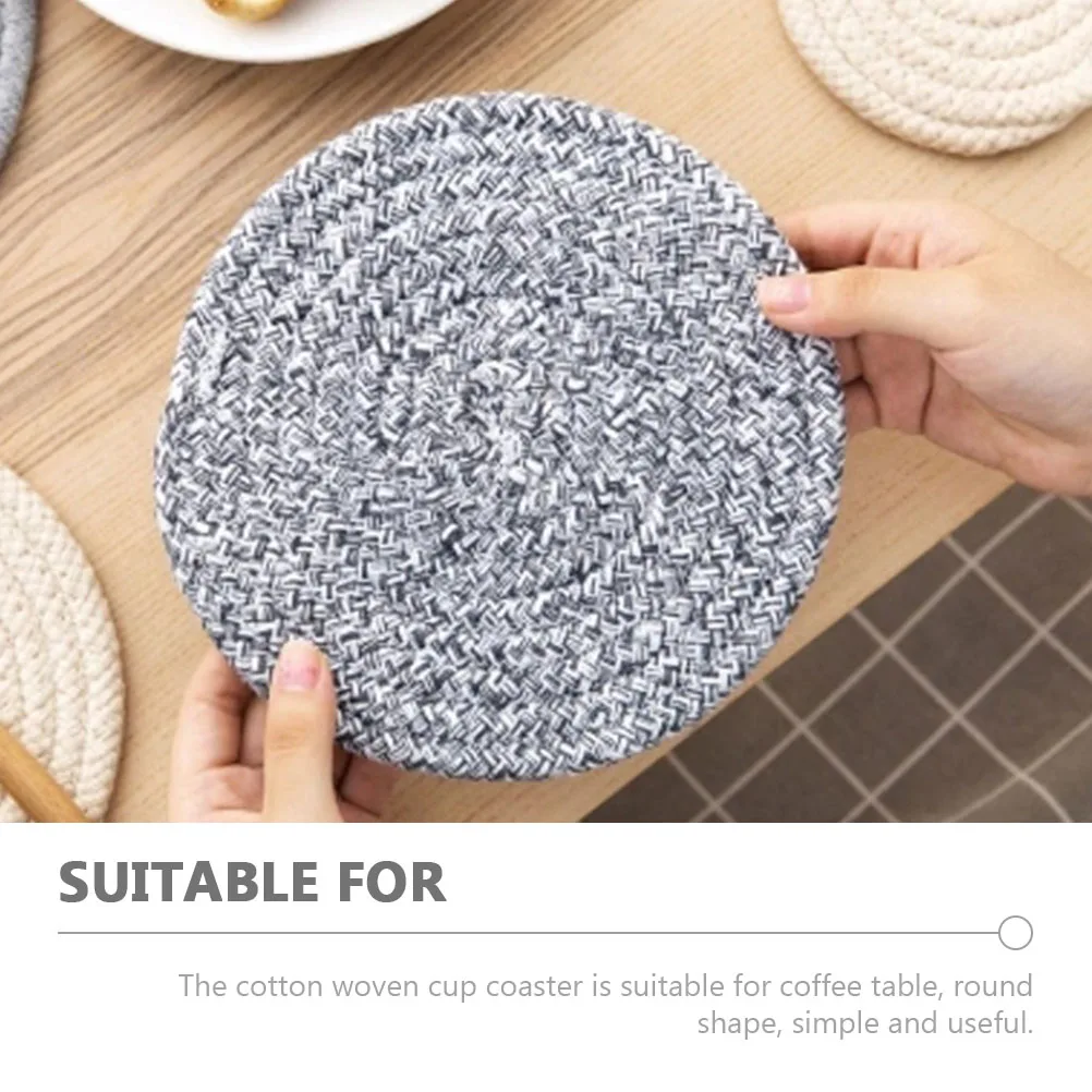 

6 pcs Round Heat-Resistant Cotton Cup Woven Drink Coasters For Coffee Table Dinning Table Insulated Anti-Scald Absorbent