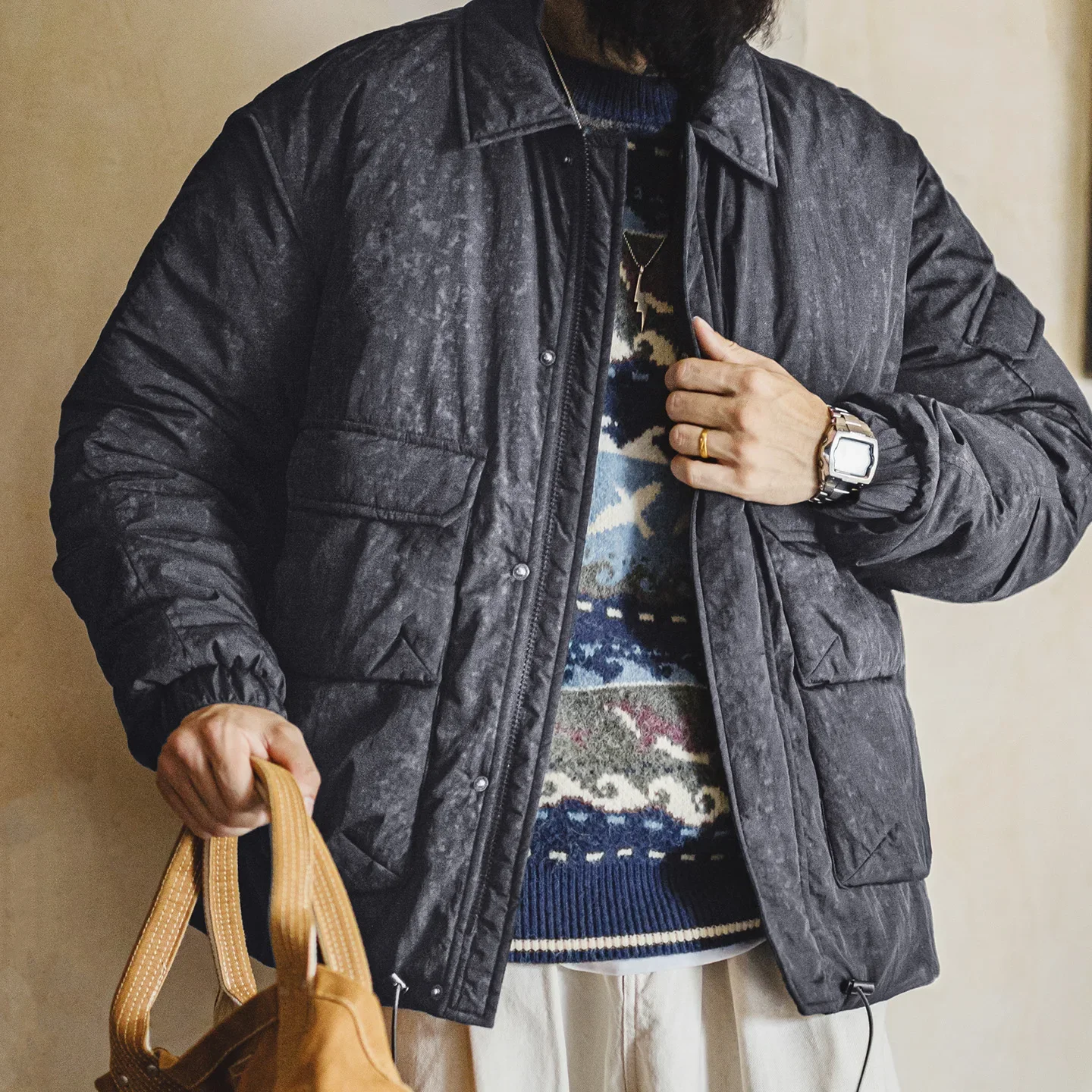 

Maden Men’s Vintage M65 Field Jacket Winter Warm Padded Turn-down Collar Military Style Casual Cotton Padded Coat Dark Gray