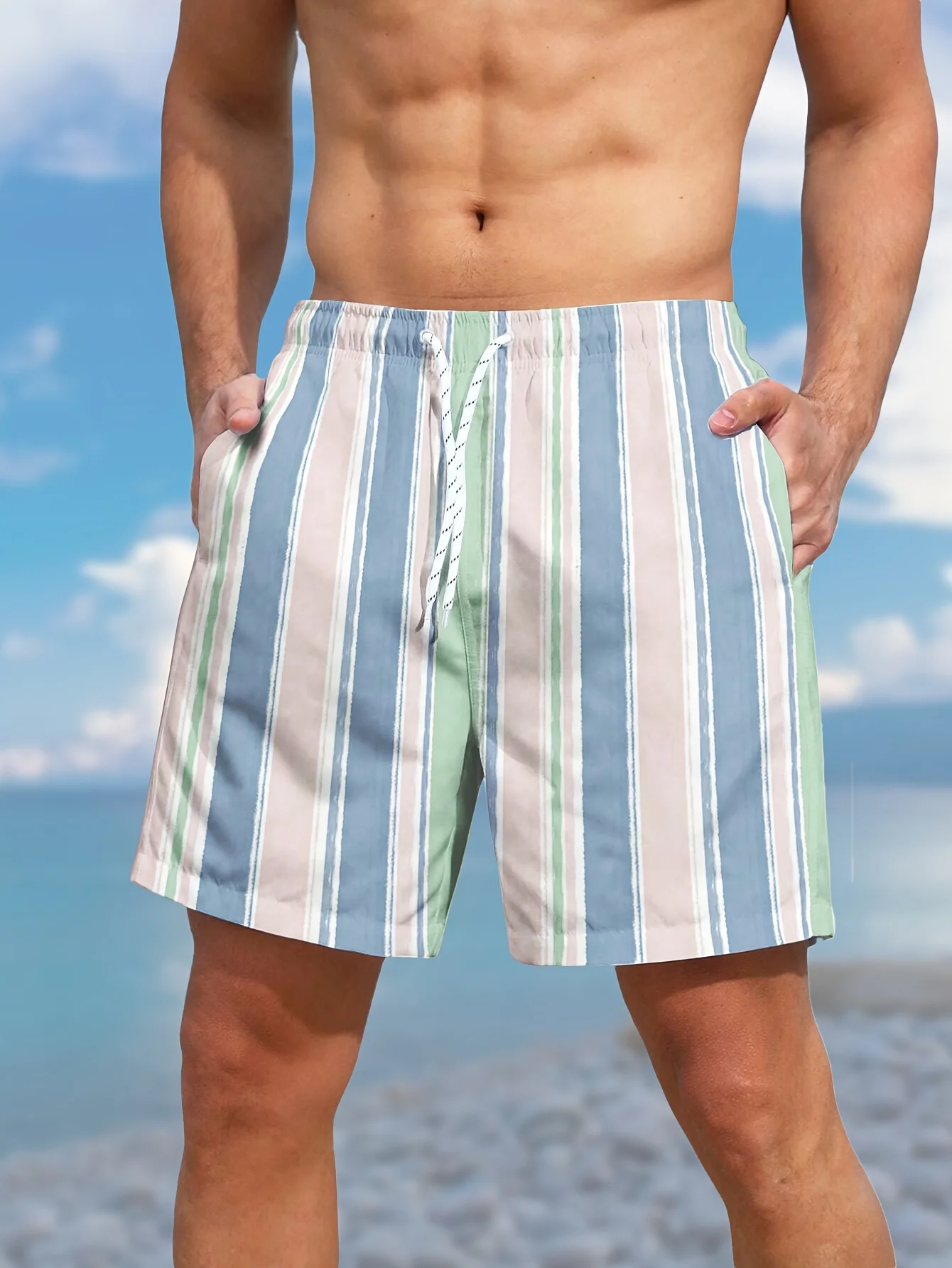 3D-Printing Mens Swim Trunks, Quick Dry Mens Swimwear,Streaks Swimsuit For Mens with Pockets, Suit For  Swim, Board