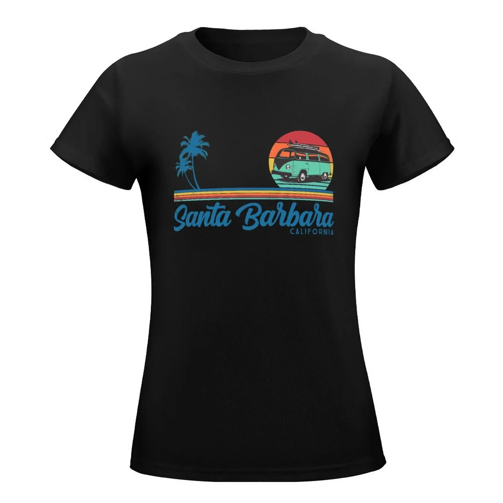 California Santa Barbara retro surfer T-Shirt oversized plus size tops workout shirts for Women loose fit