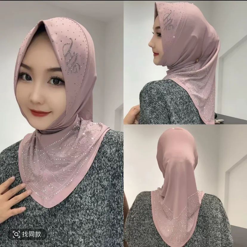 Muzułmańskie aplikacje z różą rozcięcia po bokach hidżabów Instant Easy Cover