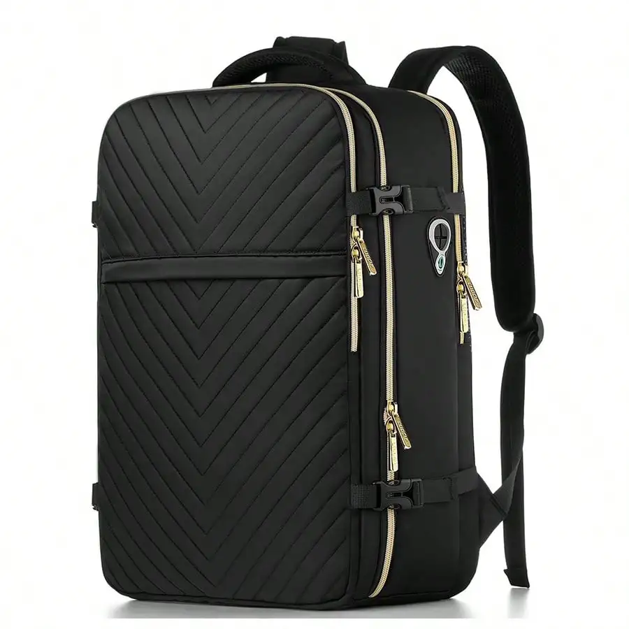 Large Carry On Travel Backpack - Flight Approved Waterproof Anti-Theft Luggage Daypack For Women Men Fit 17 Inch Laptop Business Weekender Overnight Backpack College Bag Personal Item Size Black view 4