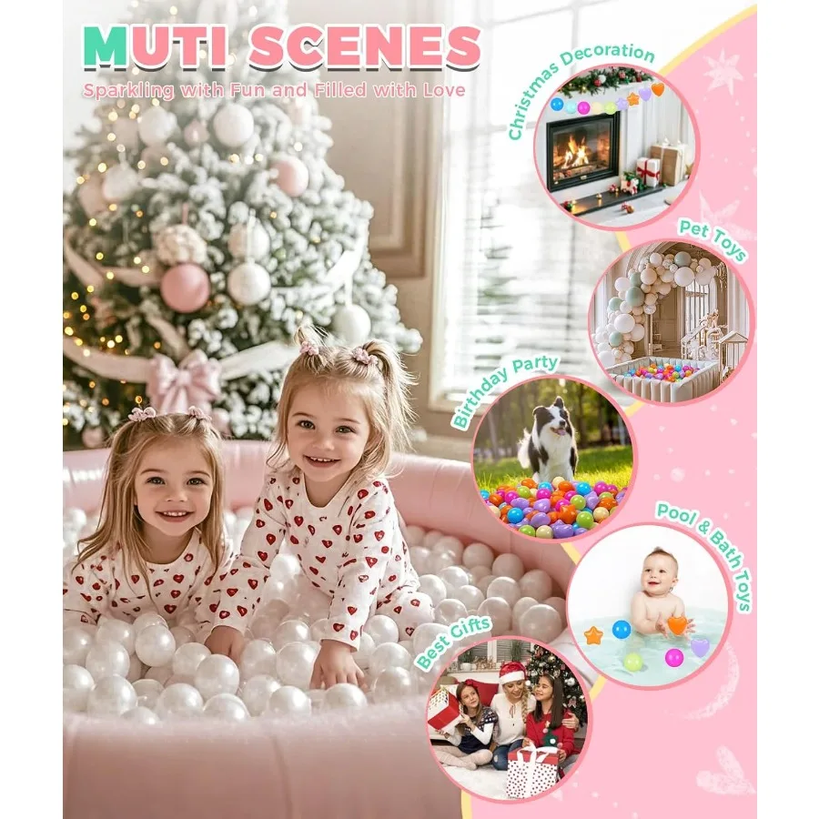 Ball Pit Balls Big Star Heart Shapes para niños pequeños, sin BPA, para juegos blandos, piscina, tienda de campaña, fiesta, 50 piezas