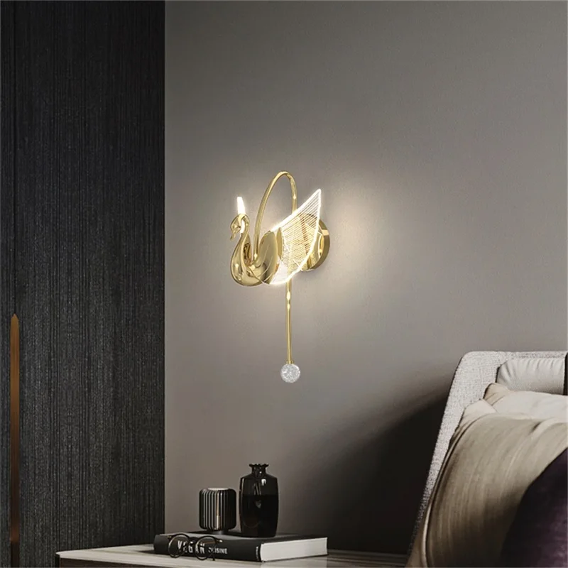 APRIL Nordic Swan Wall Lamps Modern Light Creative Decorative for Home Hotel Corridor Bedroom