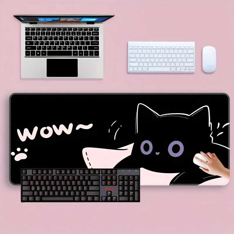 

Kawaii Black Cat иллюстрация коврик для мыши настольный коврик игровые коврики резиновые противоскользящие прочные аксессуары для ПК клавиатура коврики для мыши maus pad