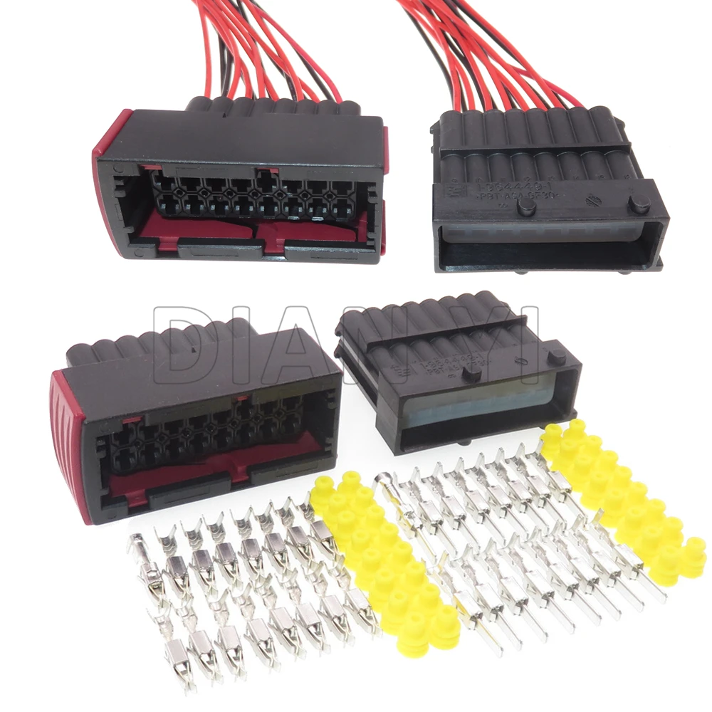 1 Set 16 Way Starter Automobile Wiring Harness ECU Connector 1-964449-1 1-965427-1 Car Male Female Docking Socket