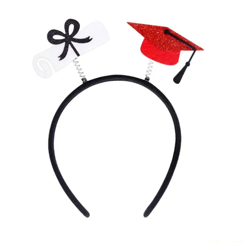 

31BF Hair Hoop College Graduation Hat Lovely Mini Bachelor Hat with Star