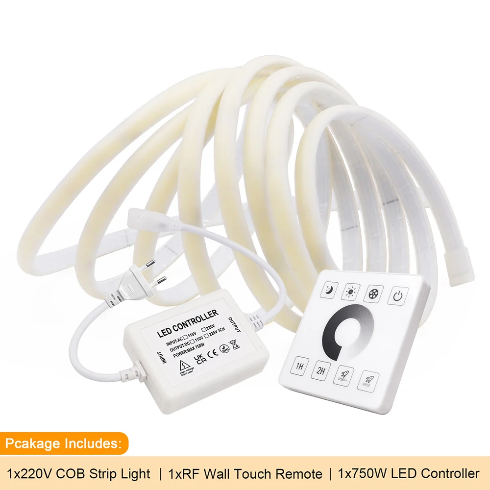 Wifi Bluetooth COB LED Neon Streifen Licht Wand Touch 23key Fernbedienung 220V Dimmer Power Kit 5m 10m 20m 0,5m 240LED/m Flex Lampe