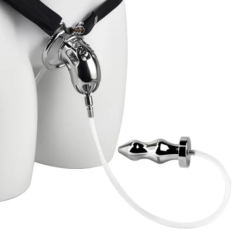 metal Urethral Chastity Cage with Anal Plug Anus Stimulation Butt Plug Penis Cage Slave Game Sex Toys For Men Adult Products