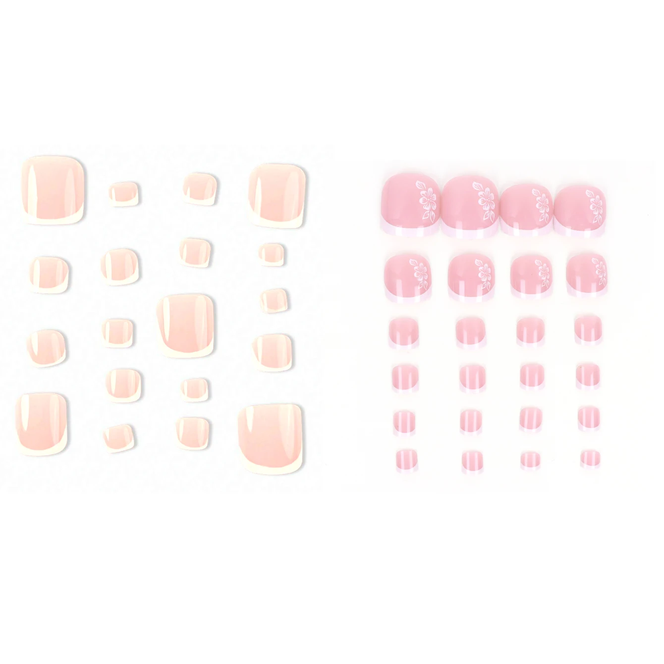 144 قطعة-زهور قصيرة مربعة الشكل للأظافر المزيفة بغطاء كامل مجموعة أظافر وهمية - هذه النمط الأظافر المزيفة تجعل قدميك أنيقة #3